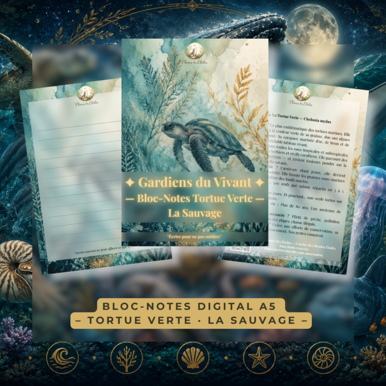 Bloc-Notes Digital A5 – Tortue Verte · La Sauvage | A Imprimer