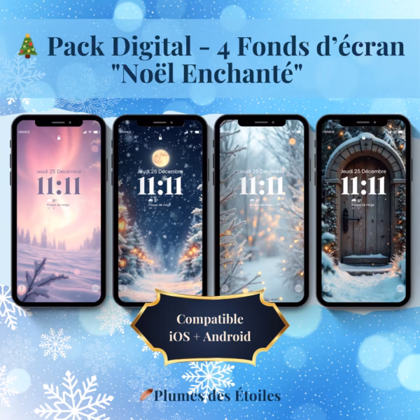 🎄 Découvre le Bundle Fond d’écran « Noël Enchanté » : 4 fonds Ultra HD, tons pastel, lumières nacrées. Idéal pour iPhone & Android. Change d’ambiance chaque semaine de décembre.