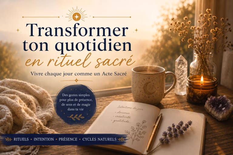 Découvre comment transformer chaque geste du quotidien en rituel sacré. Présence, lenteur, intention : une pratique spirituelle douce pour vivre pleinement chaque jour.