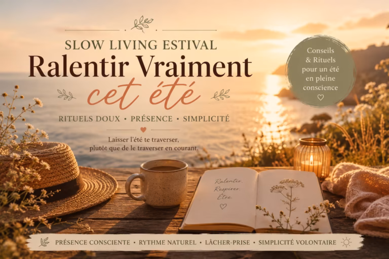 Et si l'été n'était pas une course mais une invitation à ralentir ? Découvre l'art du slow living estival : présence, lâcher-prise et rituels doux pour vivre l'été en conscience.