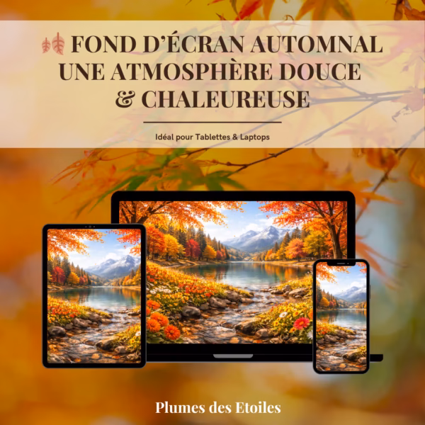 Ajoute une touche de nature à ton écran avec ce fond d’écran automnal. Création artisanale digitale apaisante et inspirée des saisons.