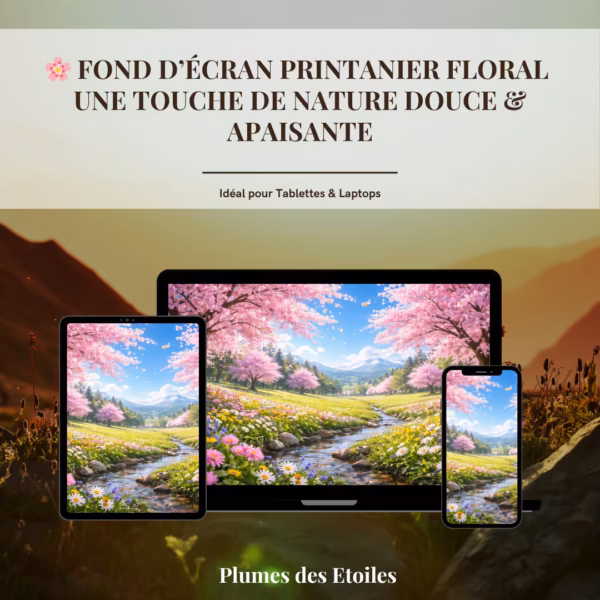 Ajoute une touche de nature à ton écran avec ce fond d’écran printanier floral. Création artisanale digitale apaisante et inspirée des saisons.