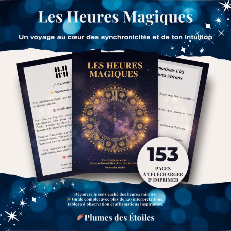 Guide pour comprendre les heures miroirs. Messages symboliques, guidances spirituelles, tableaux d’observation. Idéal pour débutants. Téléchargement instantané.