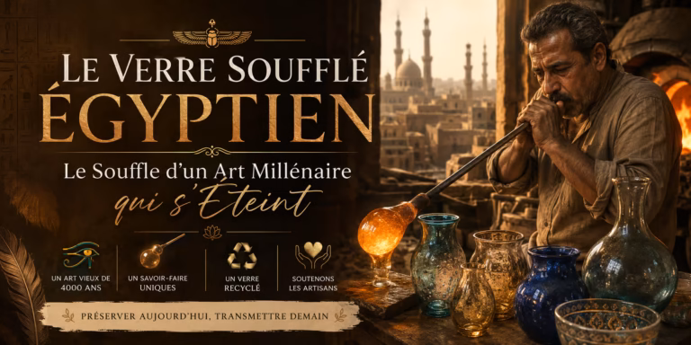 Le soufflage du verre égyptien, art né sous les pharaons, est aujourd'hui en voie de disparition au Caire. Découvre son histoire, sa fabrication et les derniers artisans qui le préservent.