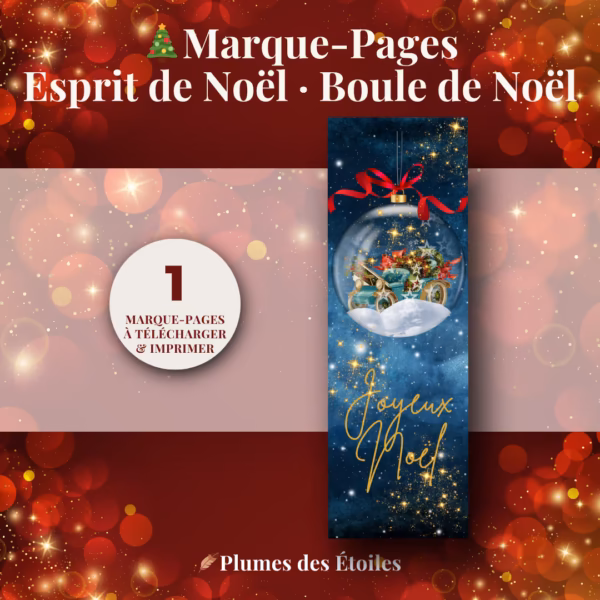 Offre-toi une pause de luxe durant tes lectures d'hiver avec ce marque-page digital Boule de Noël : un signet poétique en PDF à imprimer.