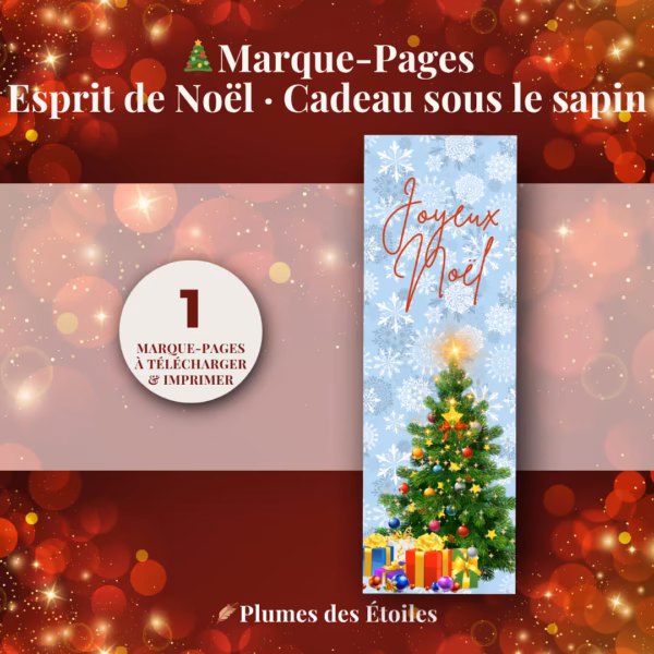 Invite la magie des fêtes dans tes lectures avec ce marque-page digital Cadeau sous le Sapin : un signet poétique en PDF à imprimer chez toi.