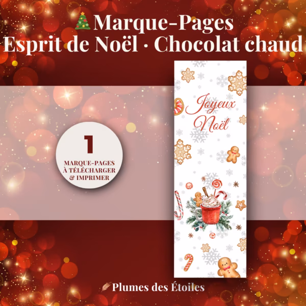 Offre-toi une pause gourmande durant tes lectures d'hiver avec ce marque-page digital Chocolat Chaud : un signet poétique en PDF à imprimer.
