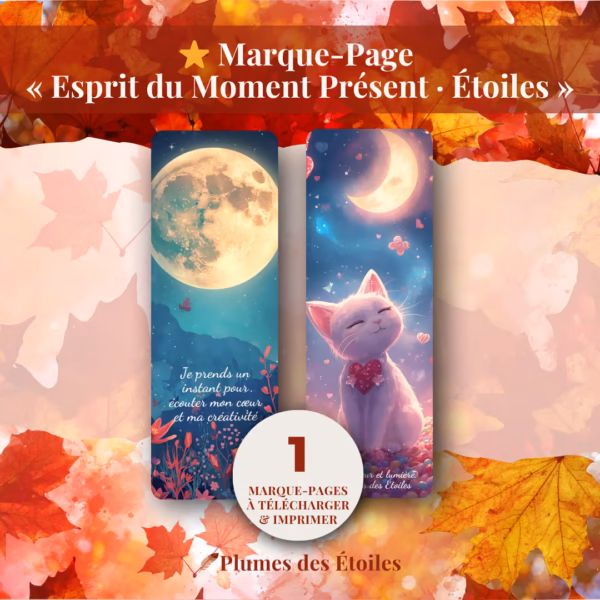 Connecte-toi au cosmos durant tes lectures avec ce marque-page digital Étoiles : un signet poétique en PDF haute résolution à imprimer.