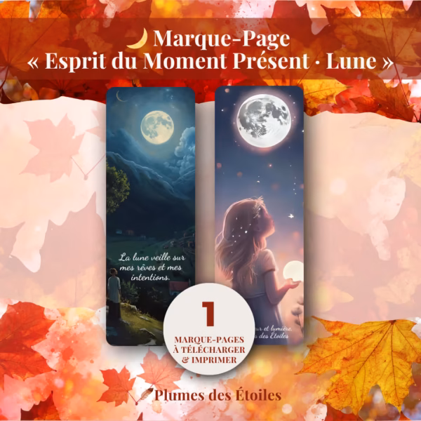 Plonge dans l'introspection durant tes lectures nocturnes avec ce marque-page digital Lune : un signet poétique en PDF à imprimer.