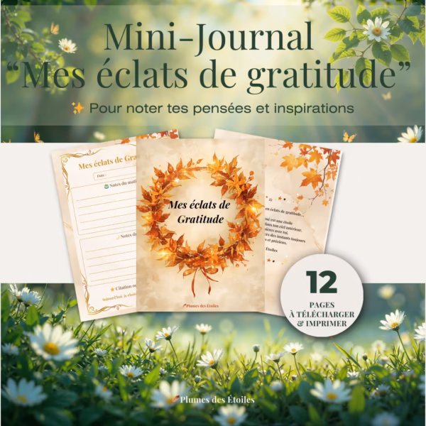 Cultive la joie au quotidien avec ce mini journal gratitude digital : un carnet d'introspection en PDF à imprimer chez toi.